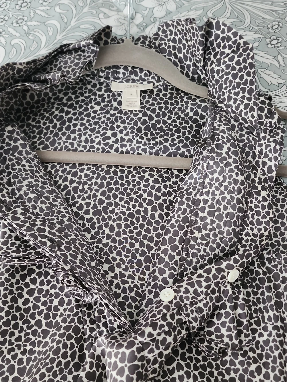 Pretty 100% Silk Ruffle Blouse By J. Crew